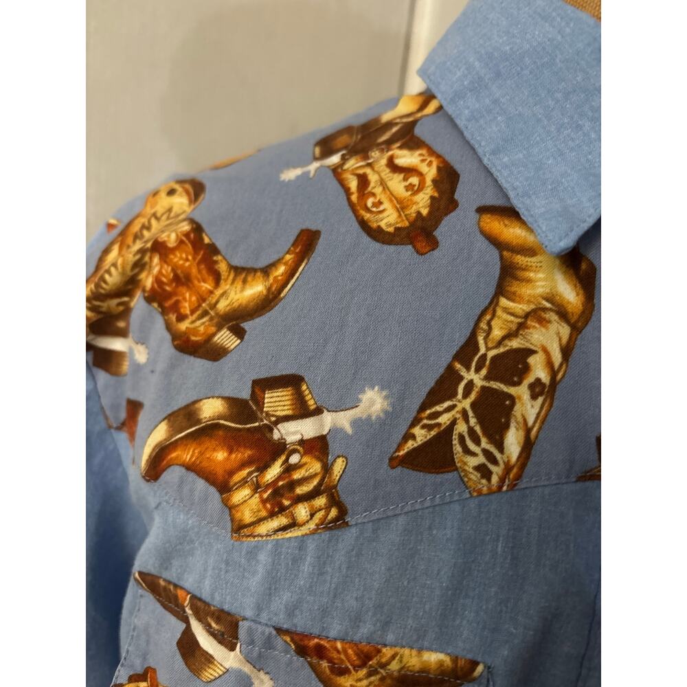 Tap & Co Western Cowboy Boot Shirt M Vintage Rodeo Unisex Festival Concert USA - Picture 5 of 12